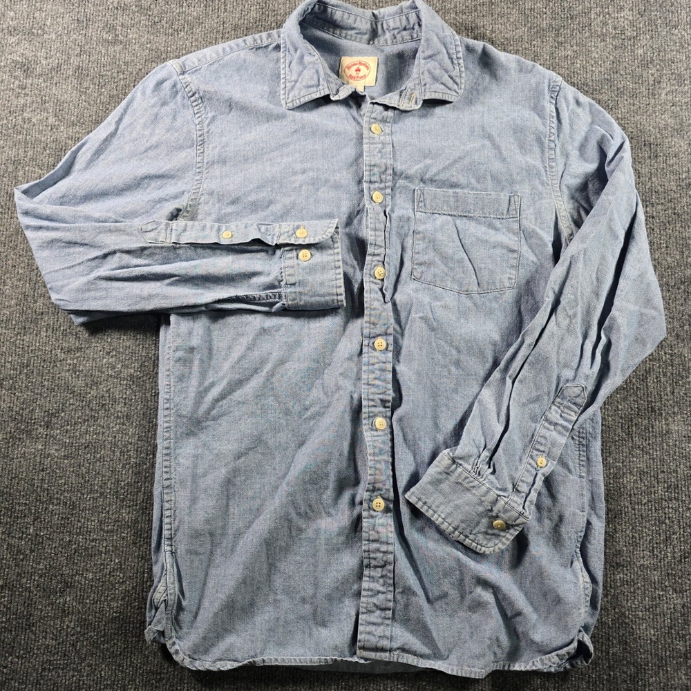 Brooks Brothers Red Fleece Mens Small Light Blue Chambray Button Down Shirt